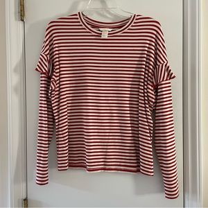 H&M Striped Ruffle Long Sleeve Top